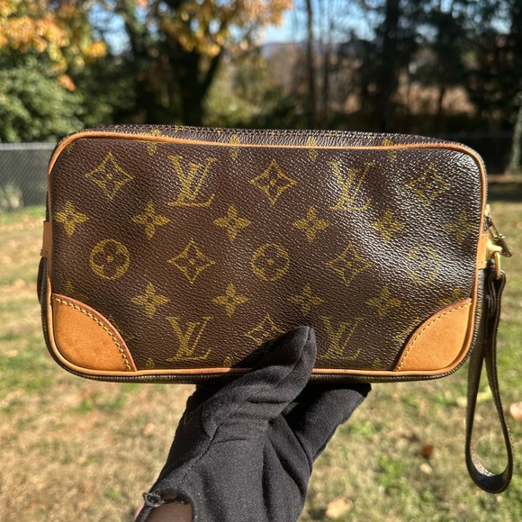 Louis Vuitton Marly Dragonne Wristlet PM w/ COA monogram canvas & leather 881TH - Picture 1 of 8